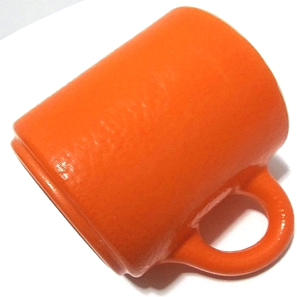 VINTAGE ORANGE PEEL TEXTURE PAINTED MILK GLASS MUG 8 OZ RETRO DRINKWARE HOME - Picture 6 of 8